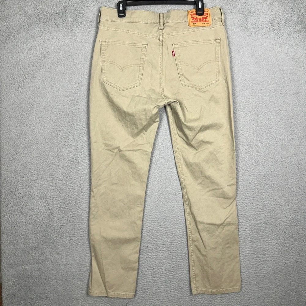 Levis 514 Jeans Mens 34X32 Straight Fit Khaki Tan Stretch Red Tab Casual Denim